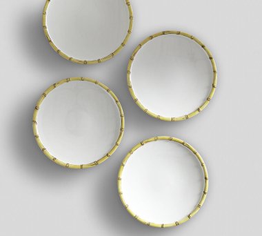 İç tasarım için 4 uyumlu plaka seti - sarı dalgalar. Vektör illüstrasyonu