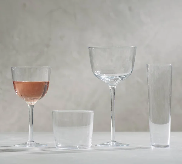 Color photograph of empty glasses beaker