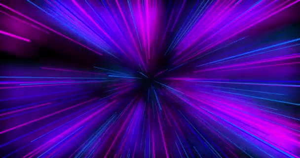 stock video Abstract creative space background. Hyper jump into another galaxy. The speed of light, glowing neon rays in motion.