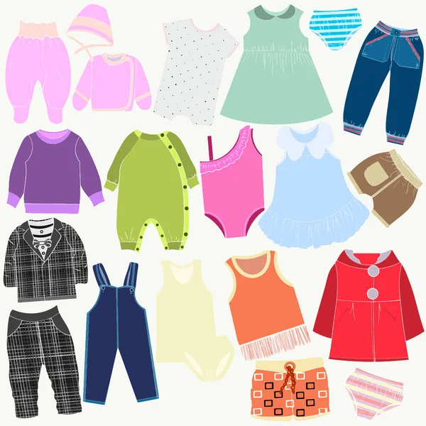 Des Vêtements Bébé Costumes Saisonniers Vacances Collection Sous Vêtements Pour — Image vectorielle