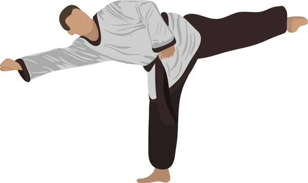 Kampfkunst Bildern Wie Man Verteidigt Oder Schlägt Hand Und Fußgesten — Stockvektor