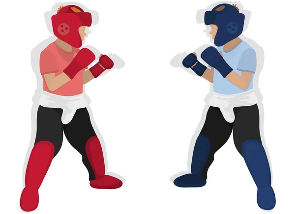 Einzelkämpfer Grafische Zeichnung Ein Duell Zwischen Zwei Kämpfern Rote Und — Stockvektor