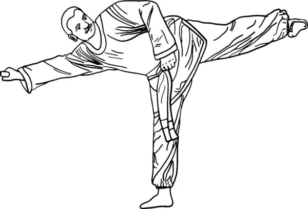 Illustration Doodle Kampfkunst Bildern Wie Man Verteidigt Oder Schlägt Hand — Stockvektor