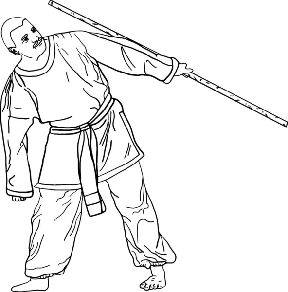 Illustratie Doodle Krijgskunst Beeld Hoe Verdedigen Verslaan Hand Voetgebaren Schets — Stockvector