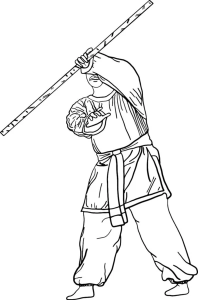 Illustration Doodle Art Martial Images Comment Défendre Battre Les Gestes — Image vectorielle