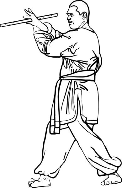 Illustration Doodle Art Martial Images Comment Défendre Battre Les Gestes — Image vectorielle