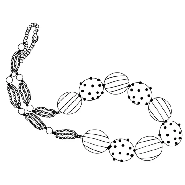 Collier Bijoux Pour Femmes Doodle Contour Graphique Sur Fond Blanc — Image vectorielle