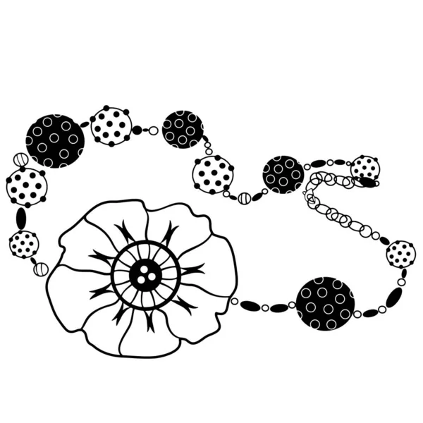 Náhrdelník Dámské Šperky Doodle Grafický Obrys Bílém Pozadí Lze Použít — Stockový vektor