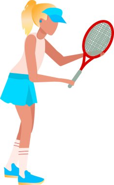 Dünya Tenis Günü. Mart 'ın ilk pazartesi günü. Kız tenis oynuyor. Grafik çizimi. Yakın plan. Tasarımda kullanılabilir..