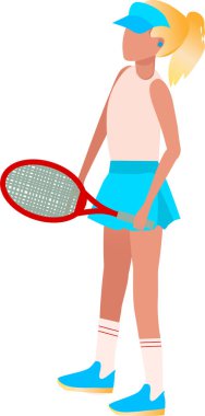 Dünya Tenis Günü. Mart 'ın ilk pazartesi günü. Kız tenis oynuyor. Grafik çizimi. Yakın plan. Tasarımda kullanılabilir..