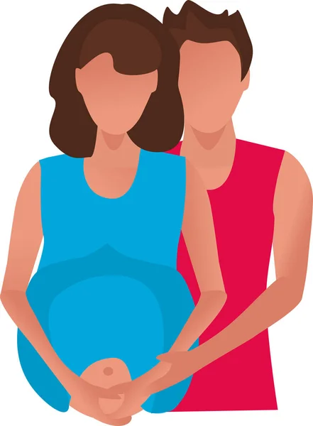 Gravidez Jovem Casal Espera Bebé Dia Das Mães Nascimento Uma —  Vetores de Stock