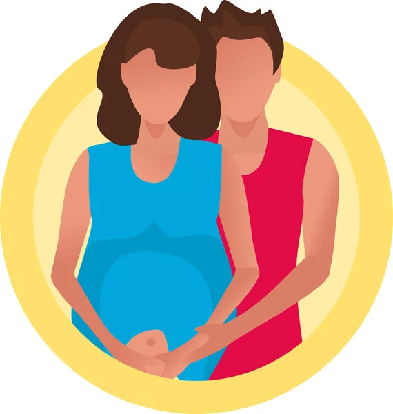 Yeni Evliler Bebek Bekliyor Evli Bir Çiftin Grafiksel Çizimi Annelik — Stok Vektör