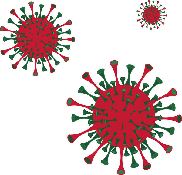 Covid-19 Coronavirus. Infection. Logo design. Vector illustration of a dangerous virus. Pandemic flu virus. Graphic drawing.
