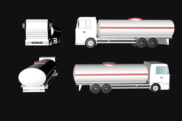 Platt Lastbil Illustrationsritning Bilen — Stockfoto