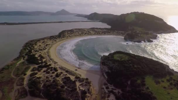 Flying Voidokilia Beach Greece — Stock Video