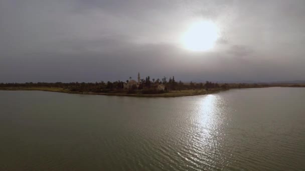 Kıbrıs Taki Larnaka Hala Sultan Tekke Nin Havadan Görünümü Stok Video