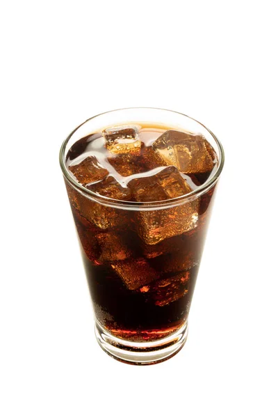 Cola Glas Mit Eis Auf Weißem Hintergrund — Stockfoto