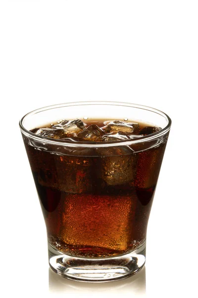 Cola Glass Ice White Background — Stock Photo, Image