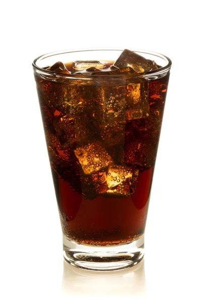 Cola Glas Mit Eis Auf Weißem Hintergrund — Stockfoto