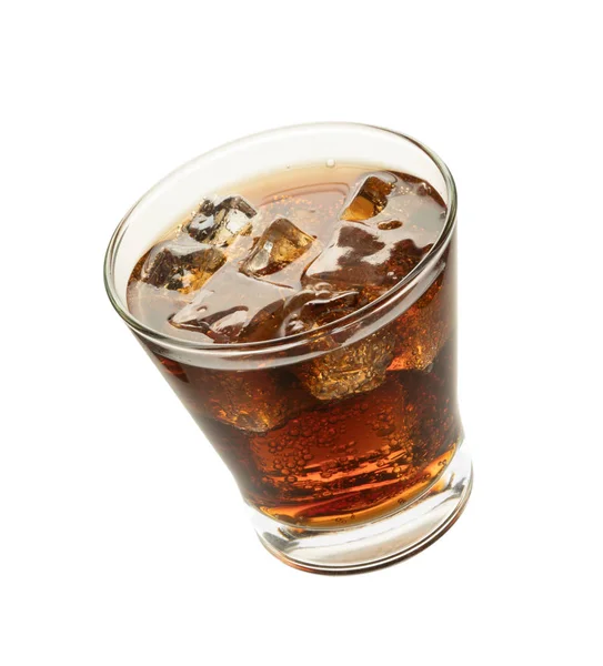 Cola Glass Ice White Background — Stock Photo, Image