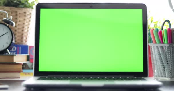 Dolly Fekete Íróasztal Laptop Mobiltelefon Digitális Tabletta Chroma Kulcs Tökéletes — Stock videók