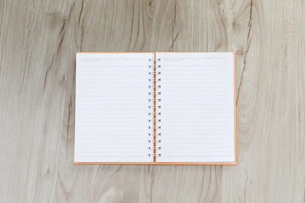 Cuaderno Con Espacio Para Copiar Sobre Fondo Tabla Madera —  Fotos de Stock