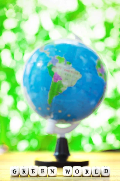 Blue Planet Green Background Word Green World South America Environment — Stock Photo, Image