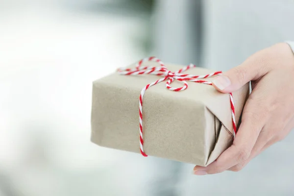 Hands Girl Gift Box Valentines Day — Stock Photo, Image