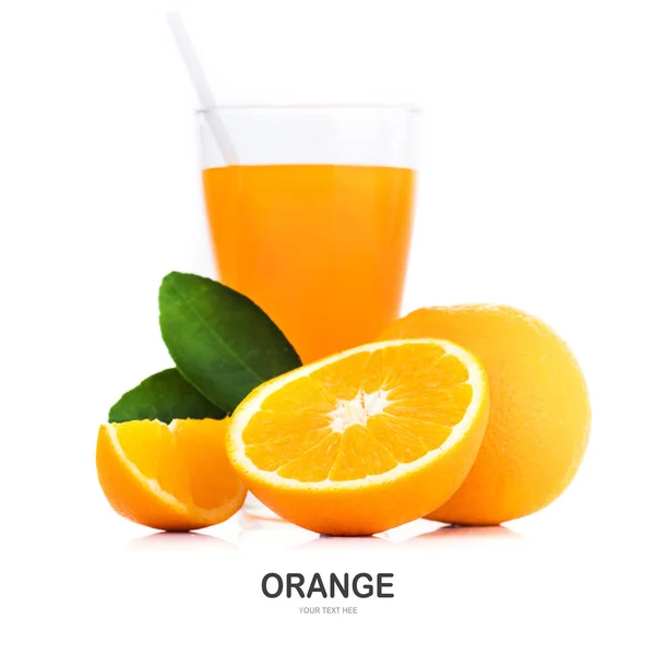 Orange Fruit Orange Leaves Isolate White Background — Stock Photo, Image