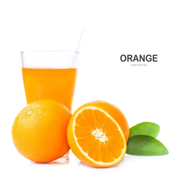 橙色的水果和橙色的叶子在白色背景下分离 — 图库照片
