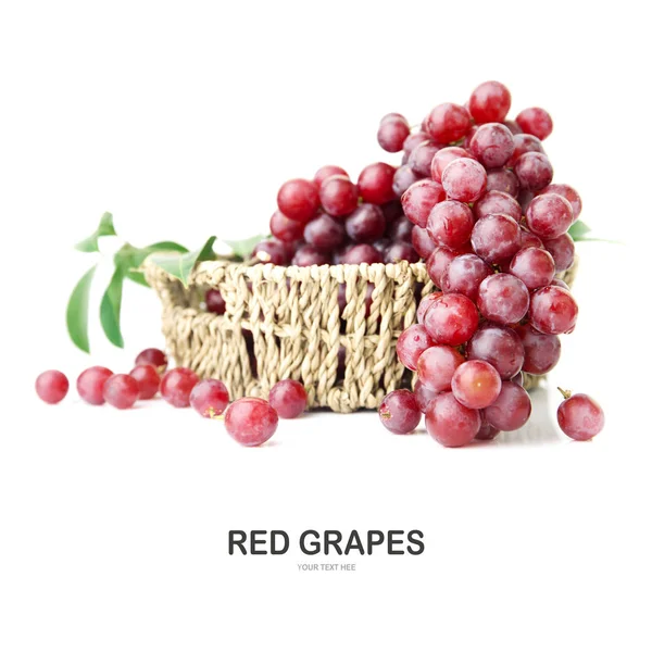 红色葡萄被隔绝在白色背景之上 — 图库照片