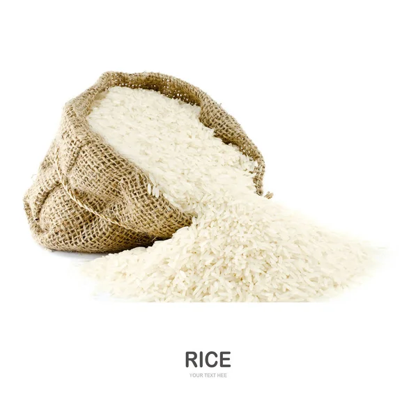 Jasmine Rice Gunny Bag Isolate White Background — Stock Photo, Image