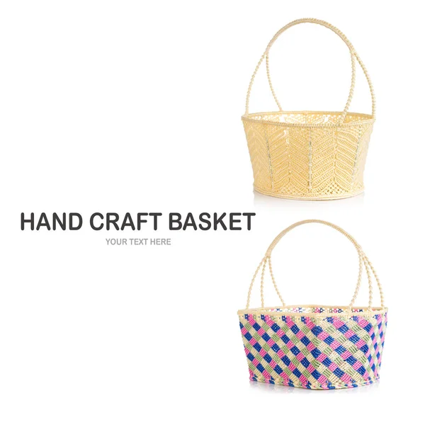 Hand Craft Plastic Basket Shadow Isolated White Background — Stock Photo, Image