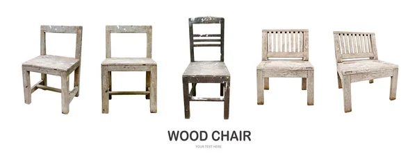 Stare Brudne Krzesło Drewniane Izolować Białym Tle — Zdjęcie stockowe