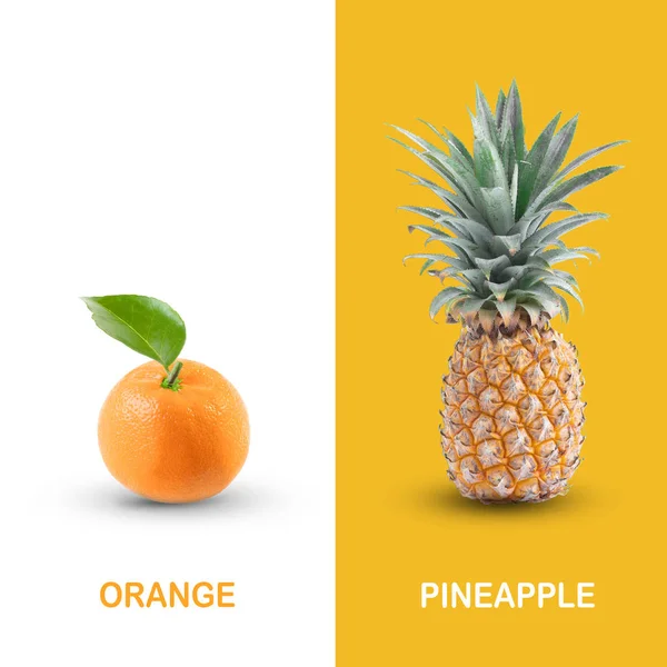 创意布局由橙色和菠萝制成 食品概念 — 图库照片