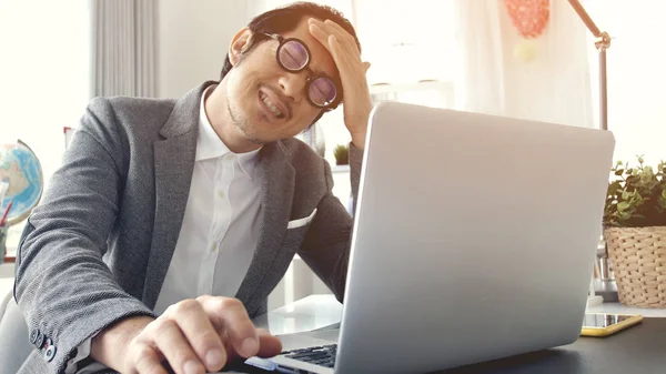 Tired Businessman Having Headache Office Depressed Worker Office — Stock Photo, Image