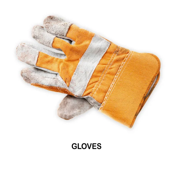 Creatieve Lay Out Gemaakt Mens Handschoenen Geïsoleerd Een Witte Achtergrond — Stockfoto