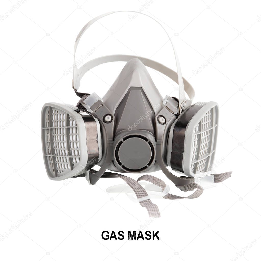 Creative layout made of  Conservation-Restoration Professional  Gas Mask isolated on white with clipping path .