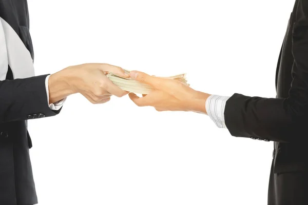 Businessmen making handshake with money Businessmen  with money — Stock Photo, Image