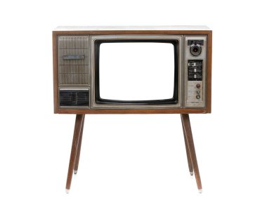 Beyaz arkaplanda izole edilmiş klasik televizyon .