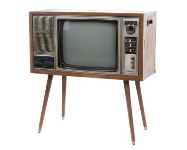 Beyaz arkaplanda izole edilmiş klasik televizyon .