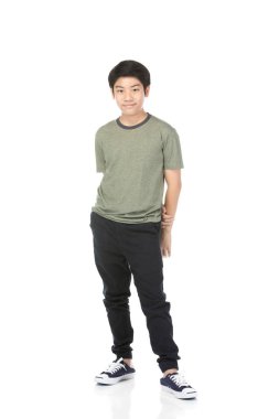 Beyaz arka plan üzerinde izole iyi asya çocuk bakmak Portresi.