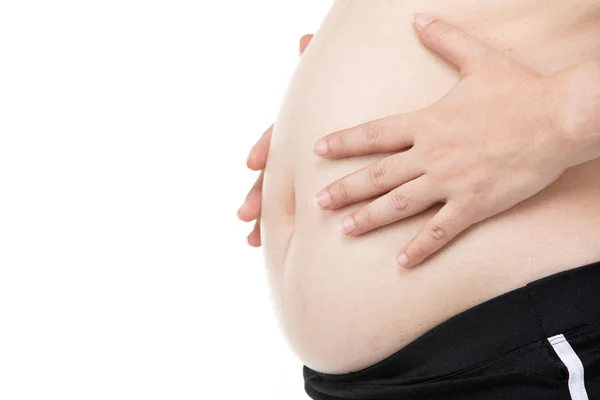 Close up Pregnant woman in black warm wear. — Stock Photo, Image