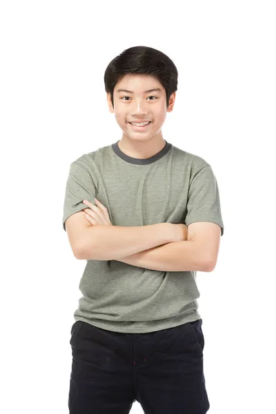 Portrait of look good asian kid isolated on white background. — Stok Foto