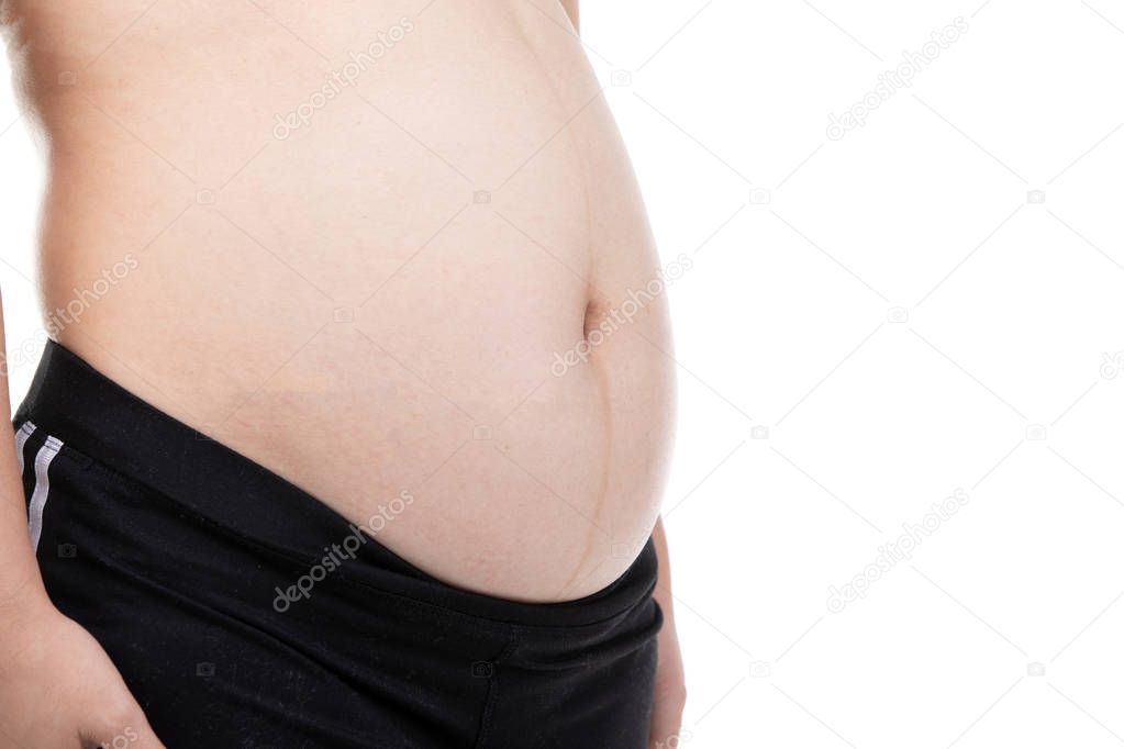 Close up Pregnant woman in black warm wear. 