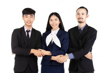 İşadamı ve İşkadınları el ele tutuşuyor , odak seçici