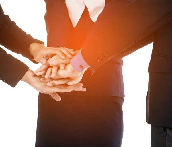 Businessman and Businesswomen holding hand , selective of focus — Stock Photo, Image