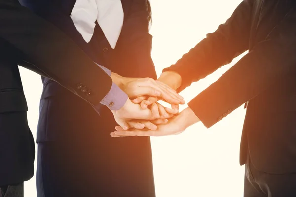 Businessman and Businesswomen holding hand , selective of focus — Stock Photo, Image
