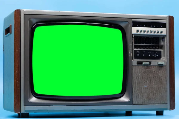 Vintage Retro Style Oude Televisie Met Uitgesneden Scherm Oude Televisie — Stockfoto