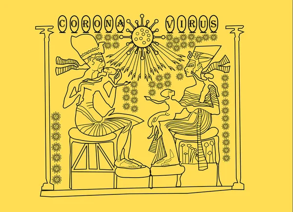 Illustration Antik Egyptisk Konst Med Temat Coronavirus — Stockfoto